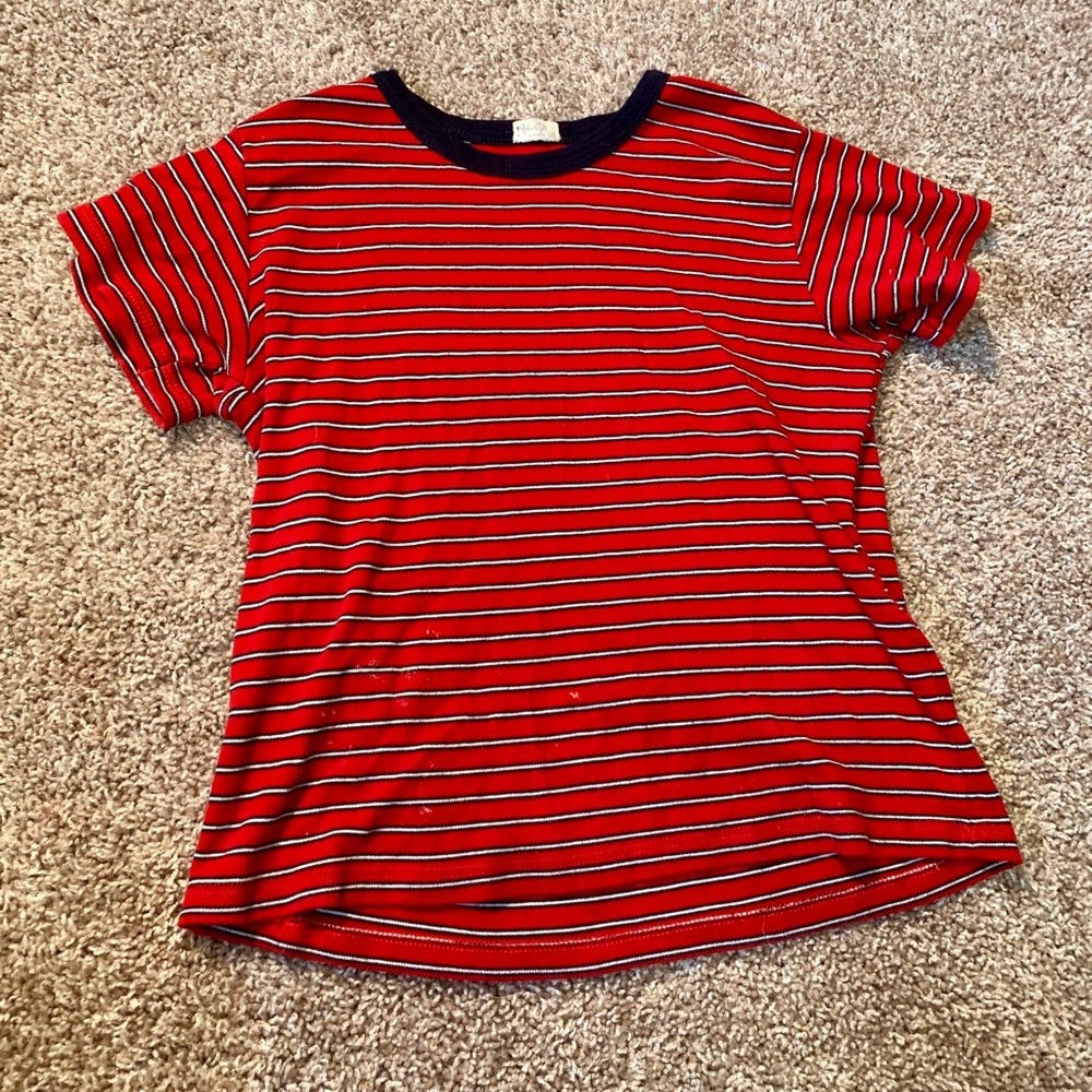 Brandy Melville red and navy striped tee